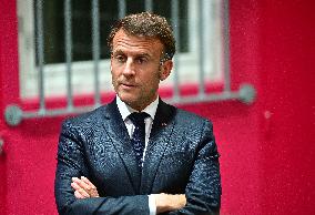 Macron And Darmanin Visit High-Security Prison Site - Northern France