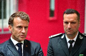 Macron And Darmanin Visit High-Security Prison Site - Northern France
