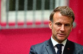 Macron And Darmanin Visit High-Security Prison Site - Northern France