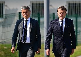 Macron And Darmanin Visit High-Security Prison Site - Northern France