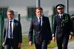 Macron And Darmanin Visit High-Security Prison Site - Northern France