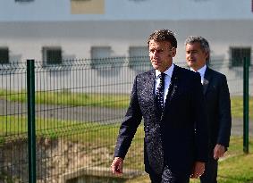 Macron And Darmanin Visit High-Security Prison Site - Northern France
