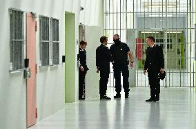 Macron And Darmanin Visit High-Security Prison Site - Northern France