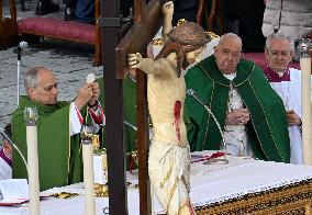 Future Pope Leo XIV and Pope Francis At A Mass on Feb. 2025 - Vatican
