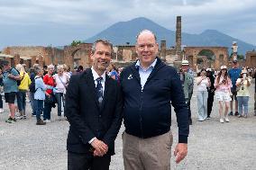 Albert Of Monaco Visits Pompeii - Italy