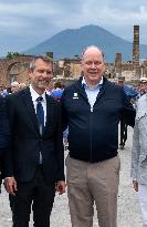 Albert Of Monaco Visits Pompeii - Italy