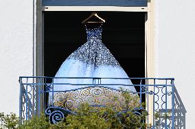 Cannes - Blue Dress On Hotel Martinez Balcony