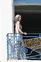 Cannes - Andy MacDowell On Hotel Martinez Balcony
