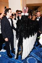 Cannes Raphael Quenard, Francois Civil, Michel Hazanavicius walk with condor from Hotel Martinez MP