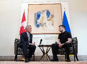 Mark Carney Meets Volodymyr Zelensyy - Rome