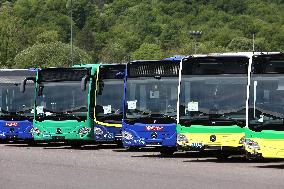 President Macron at the Daimler Buses Site - Meuse