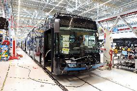 President Macron at the Daimler Buses Site - Meuse