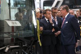 President Macron at the Daimler Buses Site - Meuse