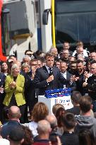 President Macron at the Daimler Buses Site - Meuse