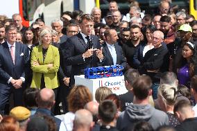 President Macron at the Daimler Buses Site - Meuse