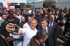 President Macron at the Daimler Buses Site - Meuse