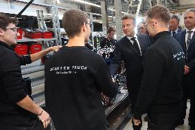 President Macron at the Daimler Buses Site - Meuse