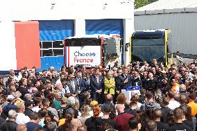 President Macron at the Daimler Buses Site - Meuse