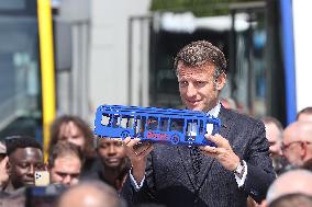 President Macron at the Daimler Buses Site - Meuse