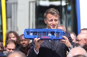 President Macron at the Daimler Buses Site - Meuse