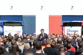 President Macron at the Daimler Buses Site - Meuse
