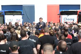 President Macron at the Daimler Buses Site - Meuse