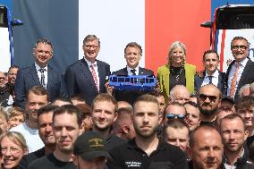 President Macron at the Daimler Buses Site - Meuse