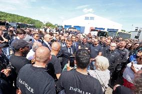 President Macron at the Daimler Buses Site - Meuse