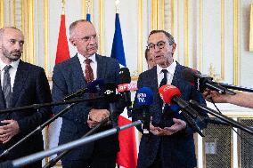 Bruno Retailleau gives a Press Conference - Paris