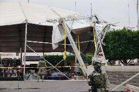 Book Fair Structure Callapsed Because Strong Wind - Mexico