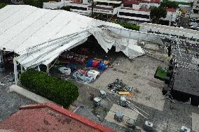 Book Fair Structure Callapsed Because Strong Wind - Mexico
