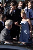 Cannes Scarlett Johansson, Colin Jost leave Hotel Marriott MP