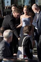 Cannes Scarlett Johansson, Colin Jost leave Hotel Marriott MP