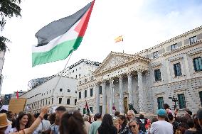 Pro-Palestinian Protest At Congress of Deputies - Madrid
