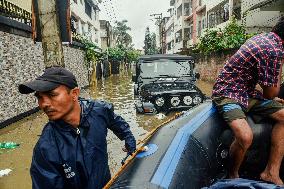 Heavy Rain Floods Guwahati Streets - India