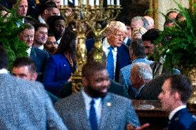 President Trump welcomes the 2025 NCAA Men's College Basketball Champions to the East Room