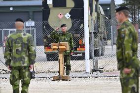 KING CARL GUSTAF VISITS SWEDISH NATO SOLDIERS