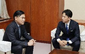 Japan's new farm minister Koizumi and Rakuten CEO Mikitani
