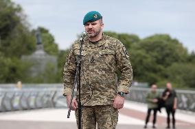 Inauguration of Marine Corps memorial sign in Kyiv