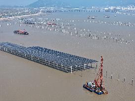 China Nuclear Tianwan Tidal Flat PV Construction