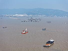 China Nuclear Tianwan Tidal Flat PV Construction
