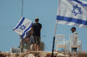 Settlers Raise Flags In Bruqin - West Bank