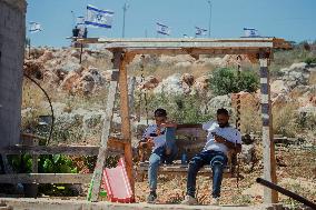 Settlers Raise Flags In Bruqin - West Bank
