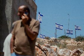 Settlers Raise Flags In Bruqin - West Bank