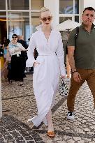 Cannes Elle Fanning leaves Hotel Martinez MP