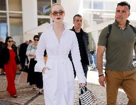 Cannes Elle Fanning leaves Hotel Martinez MP