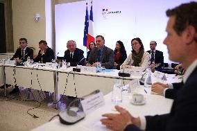 PM Francois Bayrou at a meeting with taxi federations - Paris