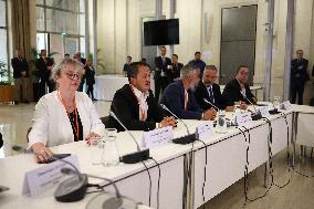 PM Francois Bayrou at a meeting with taxi federations - Paris