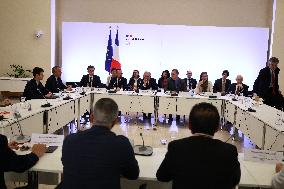 PM Francois Bayrou at a meeting with taxi federations - Paris