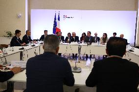 PM Francois Bayrou at a meeting with taxi federations - Paris